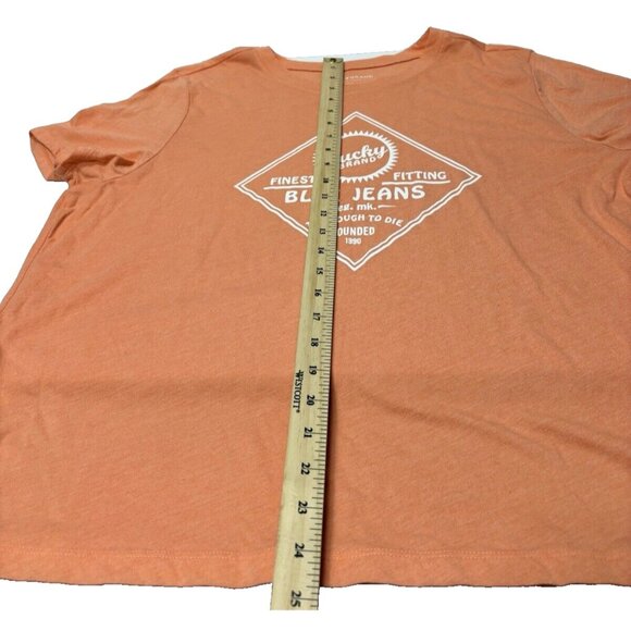 Lucky Brand "Blue Jeans" T-Shirt Orange, Plus Size XXL Women's Tee Shirt Top GUC - Picture 7 of 8